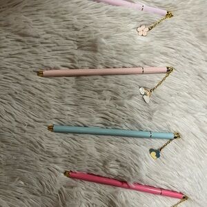 Set of Pastel Charm Gel Pens - Pink, Mint, Coral